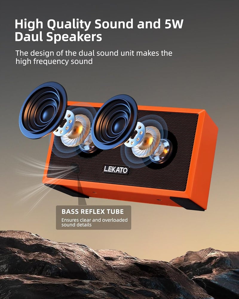 LEKATO Mini Guitar Amplifier with Clean Overdrive Effects 5W Rchargeable Electric Guitar Amp Small Bass Amplifier Bluetooth Bass Amplifier for Daily Practice,Orange - Image 3
